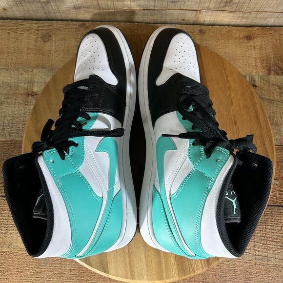 Nike Air Jordan 1 Shoes Mens 12 Green Black White Mid Tropical Twist 554724-132 - Picture 5 of 7